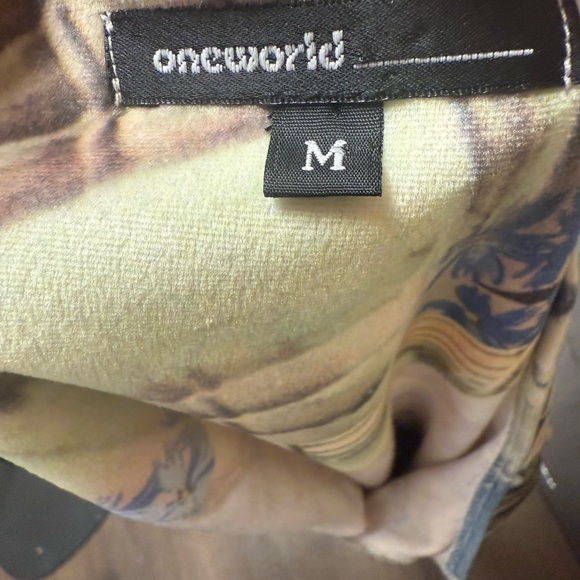 One World Womens Vintage Top French Floral Bell Sleeve Notch Neck Ruffles Medium - Picture 7 of 10